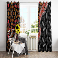 Aotearoa and Australia Window Curtain Maori Koru Ferns With Aboriginal Kangaroo LT03 - Polynesian Pride
