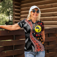 Aotearoa and Australia Women Polo Shirt Maori Koru Ferns With Aboriginal Kangaroo