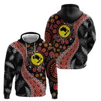 Aotearoa and Australia Zip Hoodie Maori Koru Ferns With Aboriginal Kangaroo