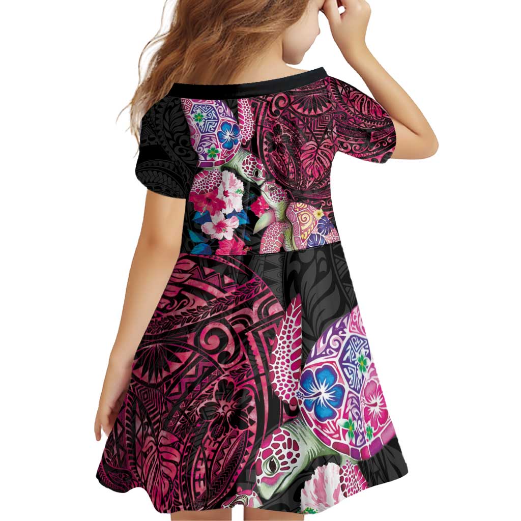 Hawaiian Couple Turtles Honi Family Matching Off Shoulder Short Dress and Hawaiian Shirt Polynesian Art Motifs and Hibiscus Black Red Color - Polynesian Pride