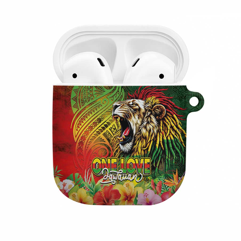 Hawaiian Reggae AirPods Case Jawaiian One Love-Tribal Tatoos and Rastafari Lion - Polynesian Pride