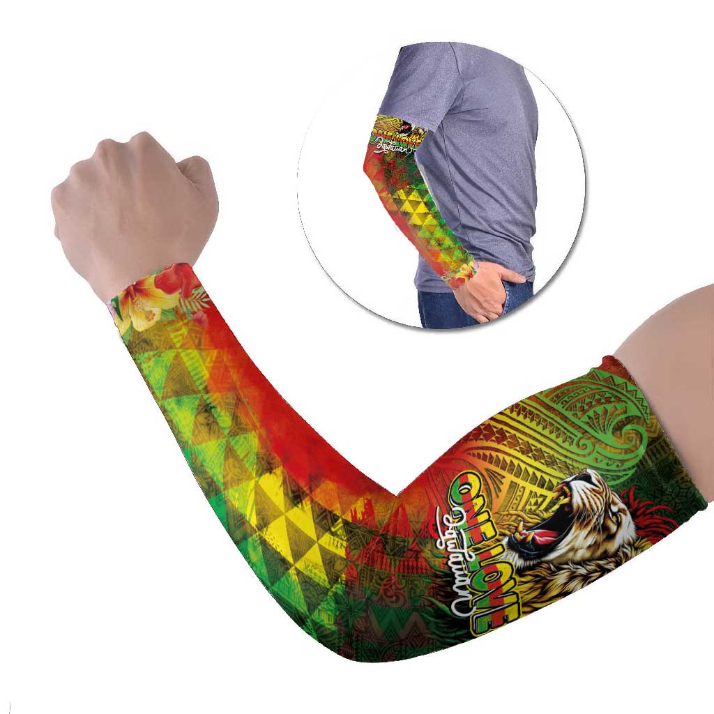 Hawaiian Reggae Arm Sleeves Jawaiian One Love-Tribal Tatoos and Rastafari Lion LT03 Set of 2 Multicolor - Polynesian Pride