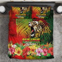 Hawaiian Reggae Bedding Set Jawaiian One Love-Tribal Tatoos and Rastafari Lion - Polynesian Pride