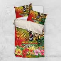 Hawaiian Reggae Bedding Set Jawaiian One Love-Tribal Tatoos and Rastafari Lion - Polynesian Pride
