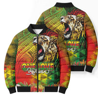 Hawaiian Reggae Bomber Puffer Jacket Jawaiian One Love-Tribal Tatoos and Rastafari Lion LT03 - Polynesian Pride