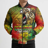 Hawaiian Reggae Bomber Puffer Jacket Jawaiian One Love-Tribal Tatoos and Rastafari Lion LT03 - Polynesian Pride