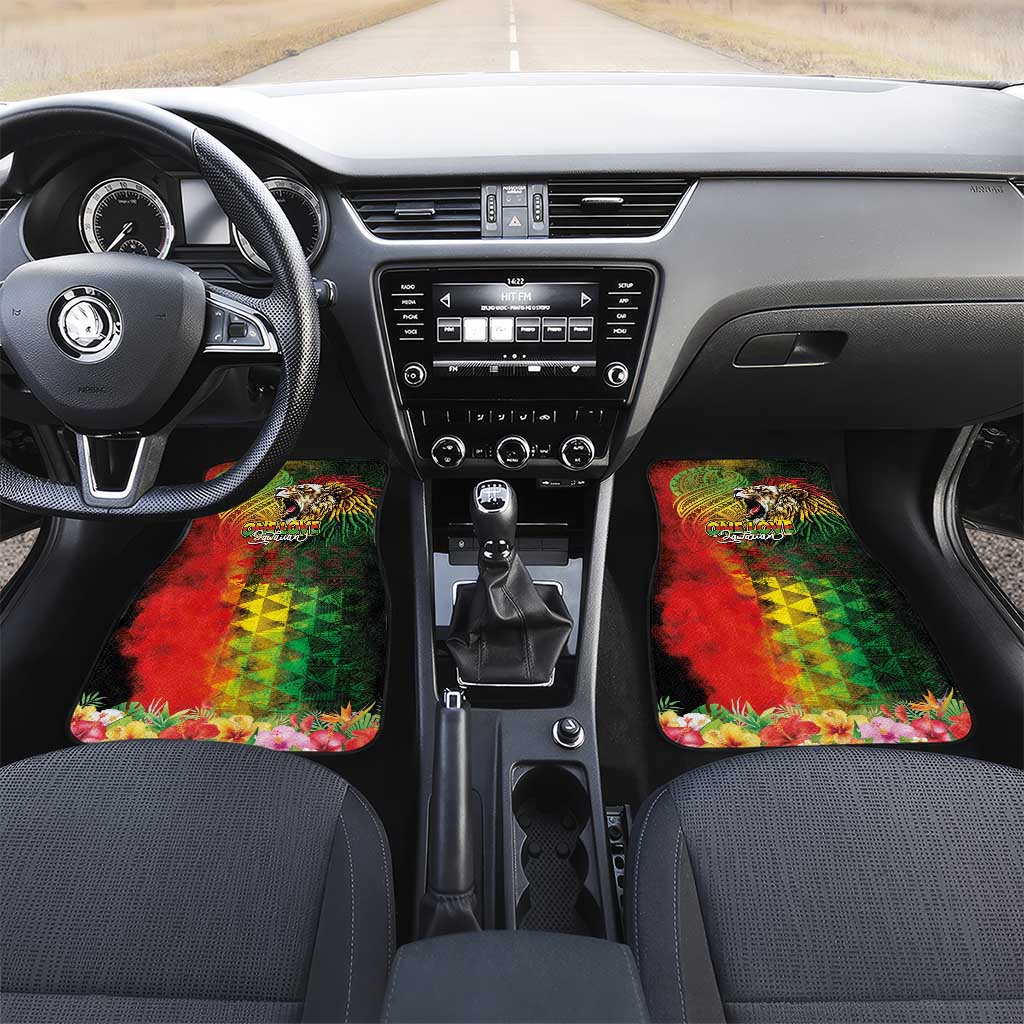 Hawaiian Reggae Car Mats Jawaiian One Love-Tribal Tatoos and Rastafari Lion - Polynesian Pride