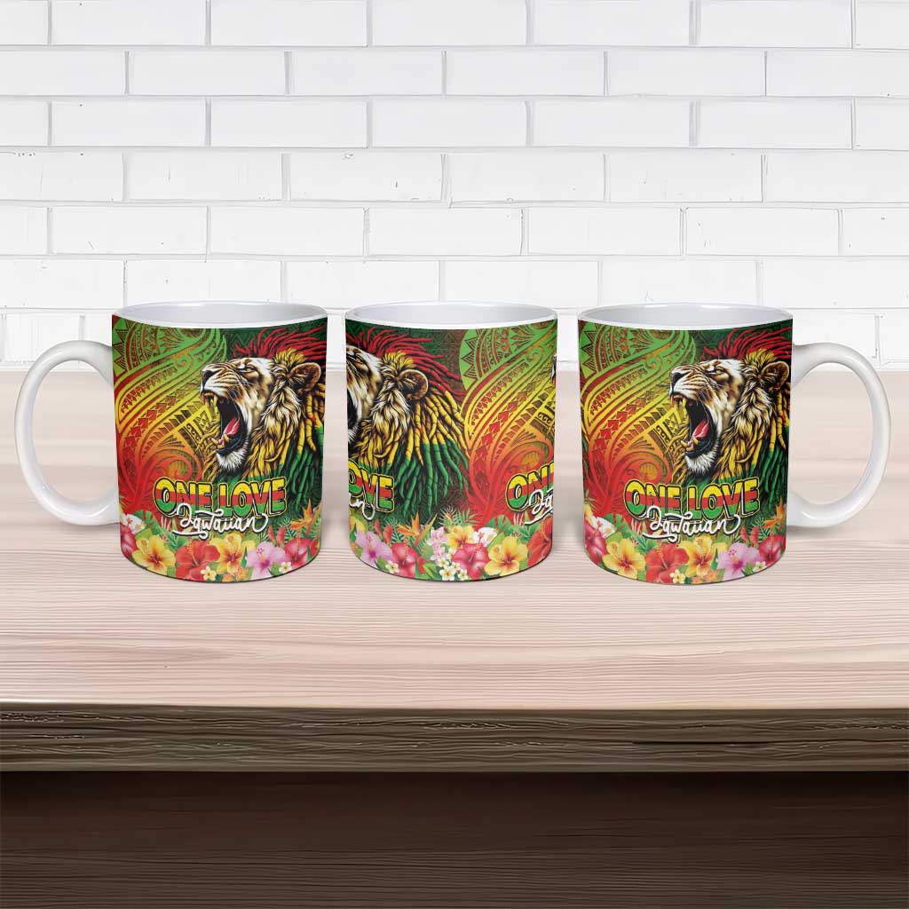 Hawaiian Reggae Ceramic Mug Jawaiian One Love-Tribal Tatoos and Rastafari Lion LT03 - Polynesian Pride
