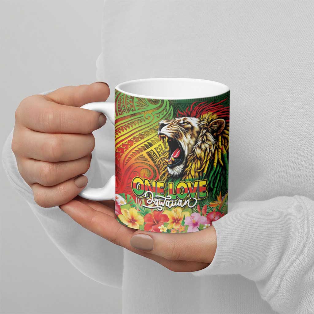 Hawaiian Reggae Ceramic Mug Jawaiian One Love-Tribal Tatoos and Rastafari Lion LT03 - Polynesian Pride