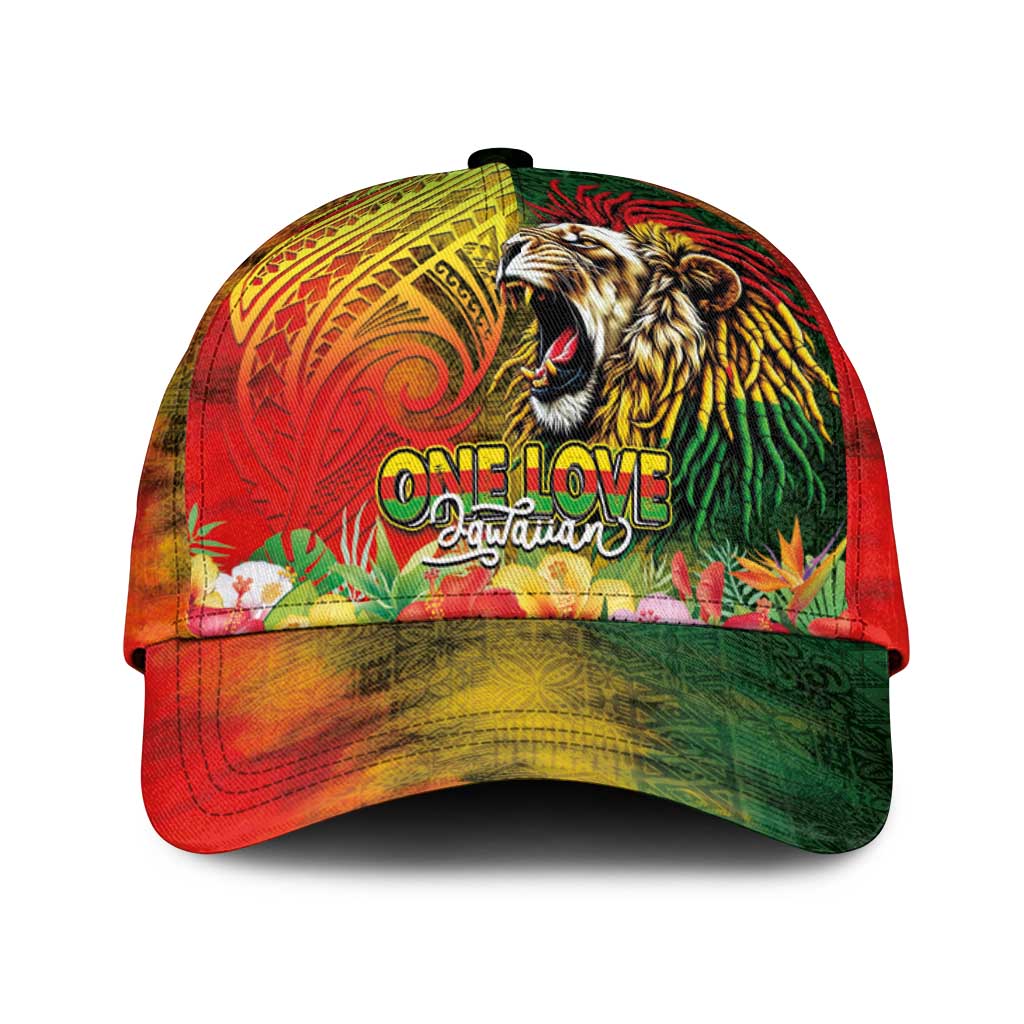 Hawaiian Reggae Classic Cap Jawaiian One Love-Tribal Tatoos and Rastafari Lion LT03 Universal Fit Multicolor - Polynesian Pride