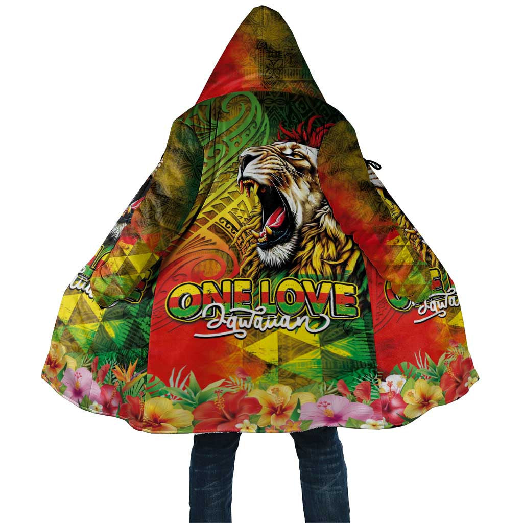 Hawaiian Reggae Cloak Jawaiian One Love-Tribal Tatoos and Rastafari Lion LT03 Unisex Multicolor - Polynesian Pride
