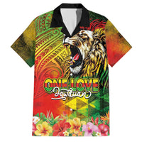 Hawaiian Reggae Family Matching Puletasi and Hawaiian Shirt Jawaiian One Love-Tribal Tatoos and Rastafari Lion - Polynesian Pride