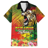 Hawaiian Reggae Family Matching Short Sleeve Bodycon Dress and Hawaiian Shirt Jawaiian One Love-Tribal Tatoos and Rastafari Lion - Polynesian Pride