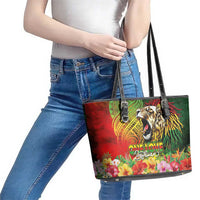 Hawaiian Reggae Leather Tote Bag Jawaiian One Love-Tribal Tatoos and Rastafari Lion - Polynesian Pride
