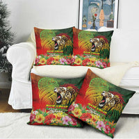 Hawaiian Reggae Pillow Cover Jawaiian One Love-Tribal Tatoos and Rastafari Lion - Polynesian Pride