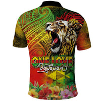 Hawaiian Reggae Polo Shirt Jawaiian One Love-Tribal Tatoos and Rastafari Lion - Polynesian Pride