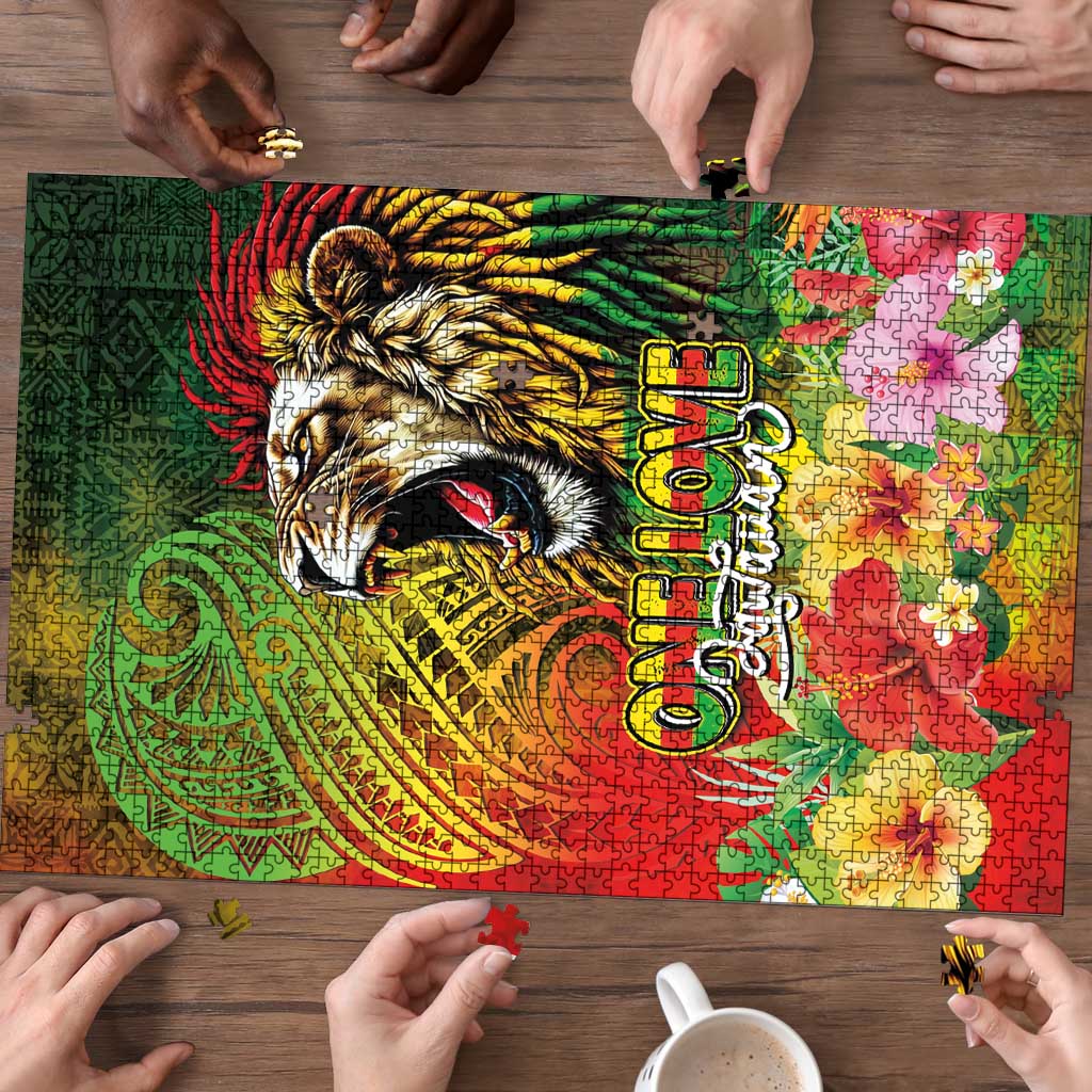 Hawaiian Reggae Puzzle Jawaiian One Love-Tribal Tatoos and Rastafari Lion LT03 - Polynesian Pride