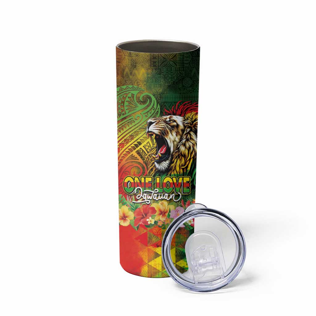 Hawaiian Reggae Skinny Tumbler Jawaiian One Love-Tribal Tatoos and Rastafari Lion - Polynesian Pride