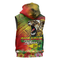 Hawaiian Reggae Sleeveless Zip Hoodie Jawaiian One Love-Tribal Tatoos and Rastafari Lion - Polynesian Pride