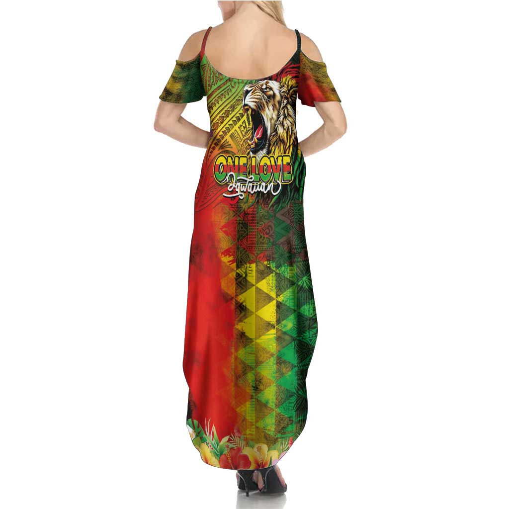 Hawaiian Reggae Summer Maxi Dress Jawaiian One Love-Tribal Tatoos and Rastafari Lion - Polynesian Pride