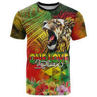 Hawaiian Reggae T Shirt Jawaiian One Love-Tribal Tatoos and Rastafari Lion - Polynesian Pride
