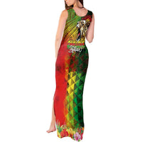 Hawaiian Reggae Tank Maxi Dress Jawaiian One Love-Tribal Tatoos and Rastafari Lion - Polynesian Pride