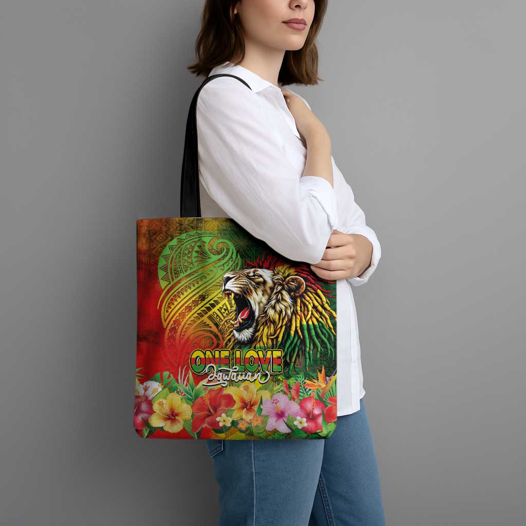 Hawaiian Reggae Tote Bag Jawaiian One Love-Tribal Tatoos and Rastafari Lion - Polynesian Pride