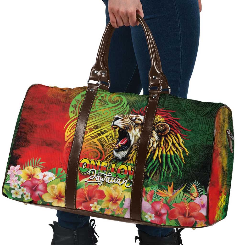 Hawaiian Reggae Travel Bag Jawaiian One Love-Tribal Tatoos and Rastafari Lion - Polynesian Pride