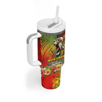 Hawaiian Reggae Tumbler With Handle Jawaiian One Love-Tribal Tatoos and Rastafari Lion - Polynesian Pride