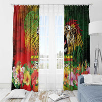 Hawaiian Reggae Window Curtain Jawaiian One Love-Tribal Tatoos and Rastafari Lion - Polynesian Pride