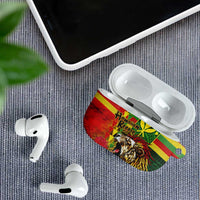 Hawaiian Reggae AirPods Case Kakau Art Motifs with Ohia Lehua and Rastafari Lion - Polynesian Pride