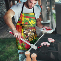 Hawaiian Reggae Apron Kakau Art Motifs with Ohia Lehua and Rastafari Lion LT03 - Polynesian Pride