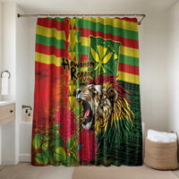 Hawaiian Reggae Bathroom Set Kakau Art Motifs with Ohia Lehua and Rastafari Lion - Polynesian Pride