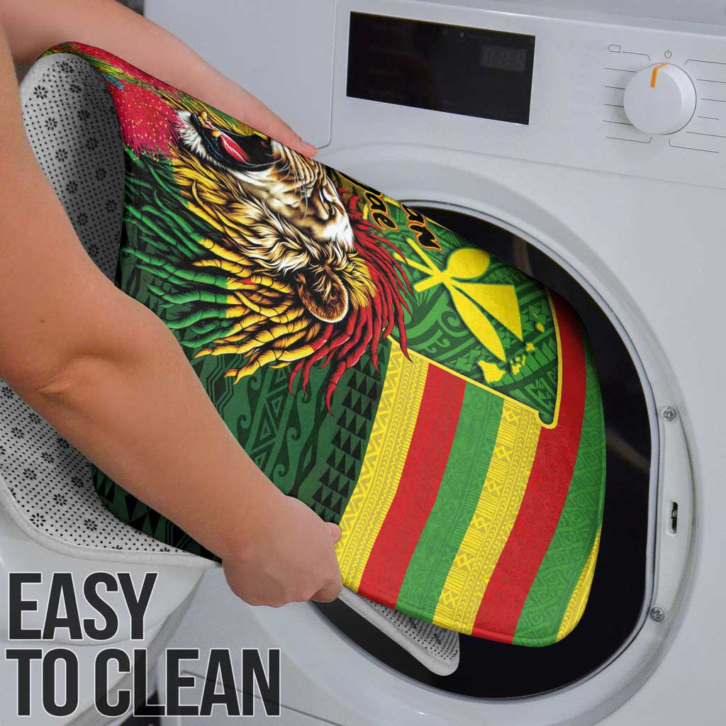 Hawaiian Reggae Bathroom Set Kakau Art Motifs with Ohia Lehua and Rastafari Lion - Polynesian Pride