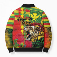Hawaiian Reggae Bomber Puffer Jacket Kakau Art Motifs with Ohia Lehua and Rastafari Lion LT03 - Polynesian Pride