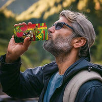 Hawaiian Reggae 4 in 1 Can Cooler Tumbler Kakau Art Motifs with Ohia Lehua and Rastafari Lion - Polynesian Pride