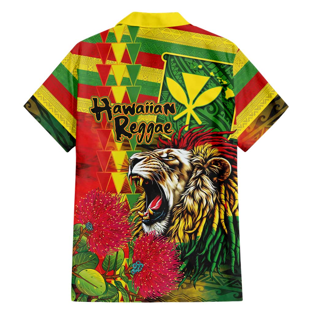 Hawaiian Reggae Family Matching Puletasi and Hawaiian Shirt Kakau Art Motifs with Ohia Lehua and Rastafari Lion - Polynesian Pride