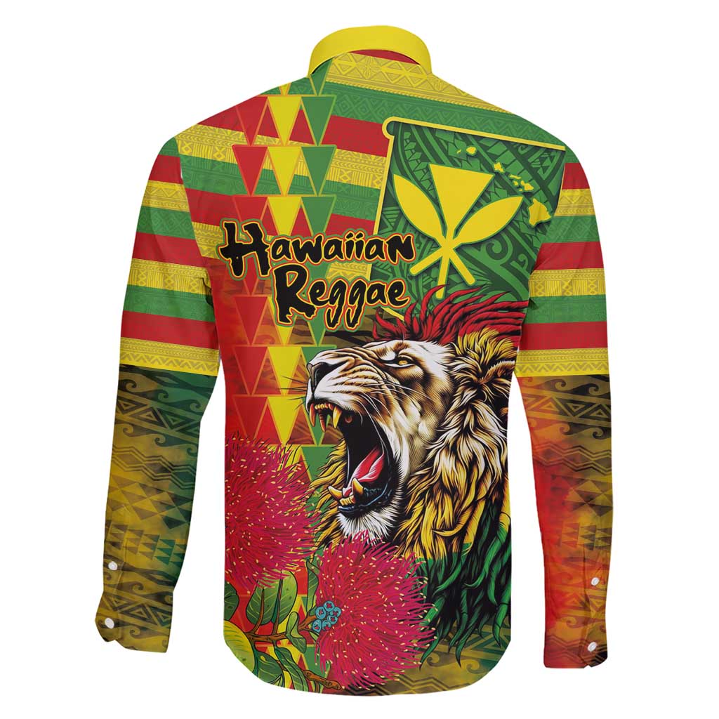 Hawaiian Reggae Family Matching Short Sleeve Bodycon Dress and Hawaiian Shirt Kakau Art Motifs with Ohia Lehua and Rastafari Lion - Polynesian Pride