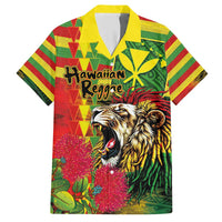 Hawaiian Reggae Hawaiian Shirt Kakau Art Motifs with Ohia Lehua and Rastafari Lion - Polynesian Pride