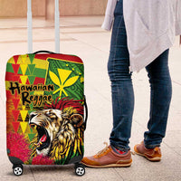 Hawaiian Reggae Luggage Cover Kakau Art Motifs with Ohia Lehua and Rastafari Lion - Polynesian Pride