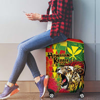 Hawaiian Reggae Luggage Cover Kakau Art Motifs with Ohia Lehua and Rastafari Lion - Polynesian Pride