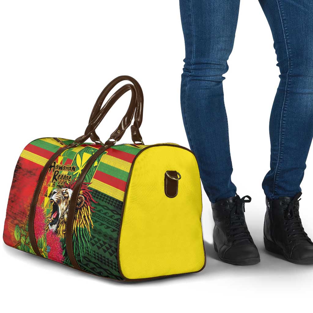 Hawaiian Reggae Travel Bag Kakau Art Motifs with Ohia Lehua and Rastafari Lion - Polynesian Pride