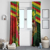 Hawaiian Reggae Window Curtain Kakau Art Motifs with Ohia Lehua and Rastafari Lion - Polynesian Pride