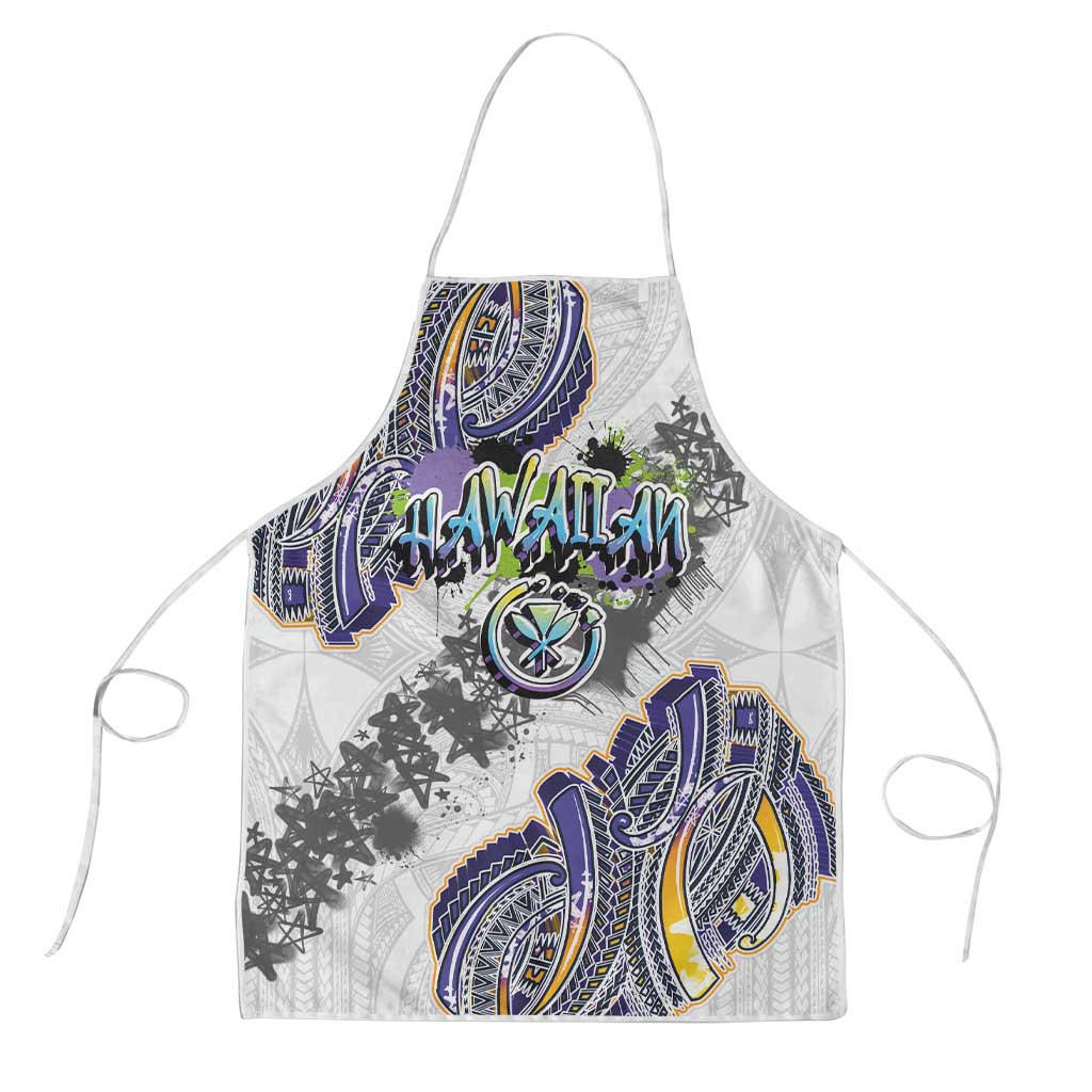 Traditional Art Hawaiian Kakau Tattoos Apron Graffiti Style LT03 White - Polynesian Pride