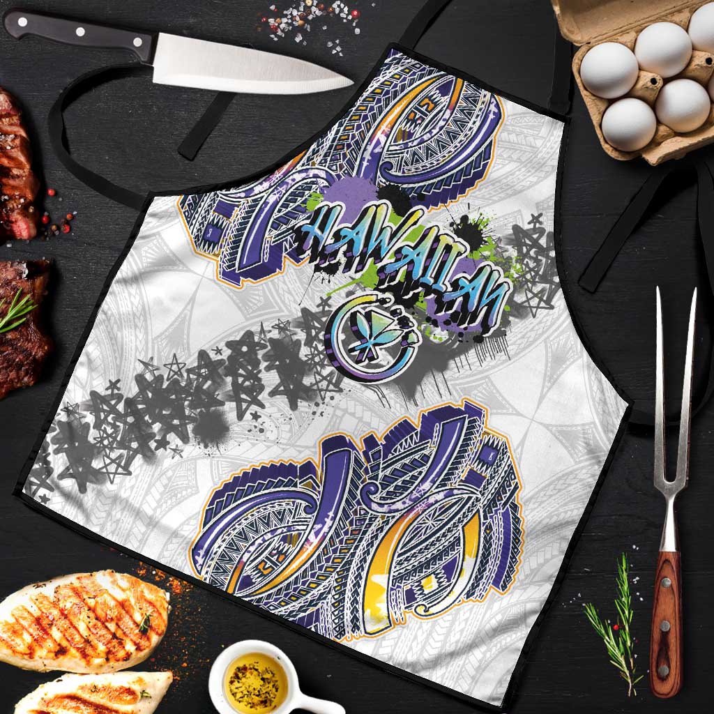 Traditional Art Hawaiian Kakau Tattoos Apron Graffiti Style LT03 White - Polynesian Pride