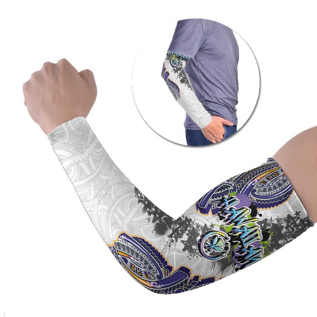 Traditional Art Hawaiian Kakau Tattoos Arm Sleeves Graffiti Style LT03 Set of 2 White - Polynesian Pride