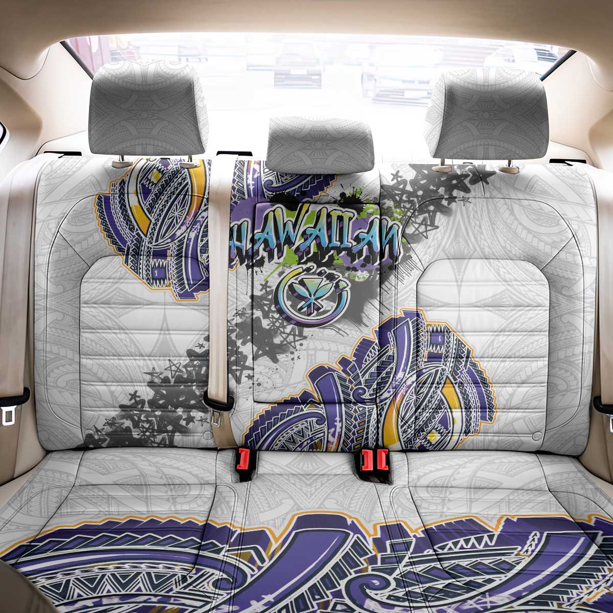Traditional Art Hawaiian Kakau Tattoos Back Car Seat Cover Graffiti Style LT03 - Polynesian Pride
