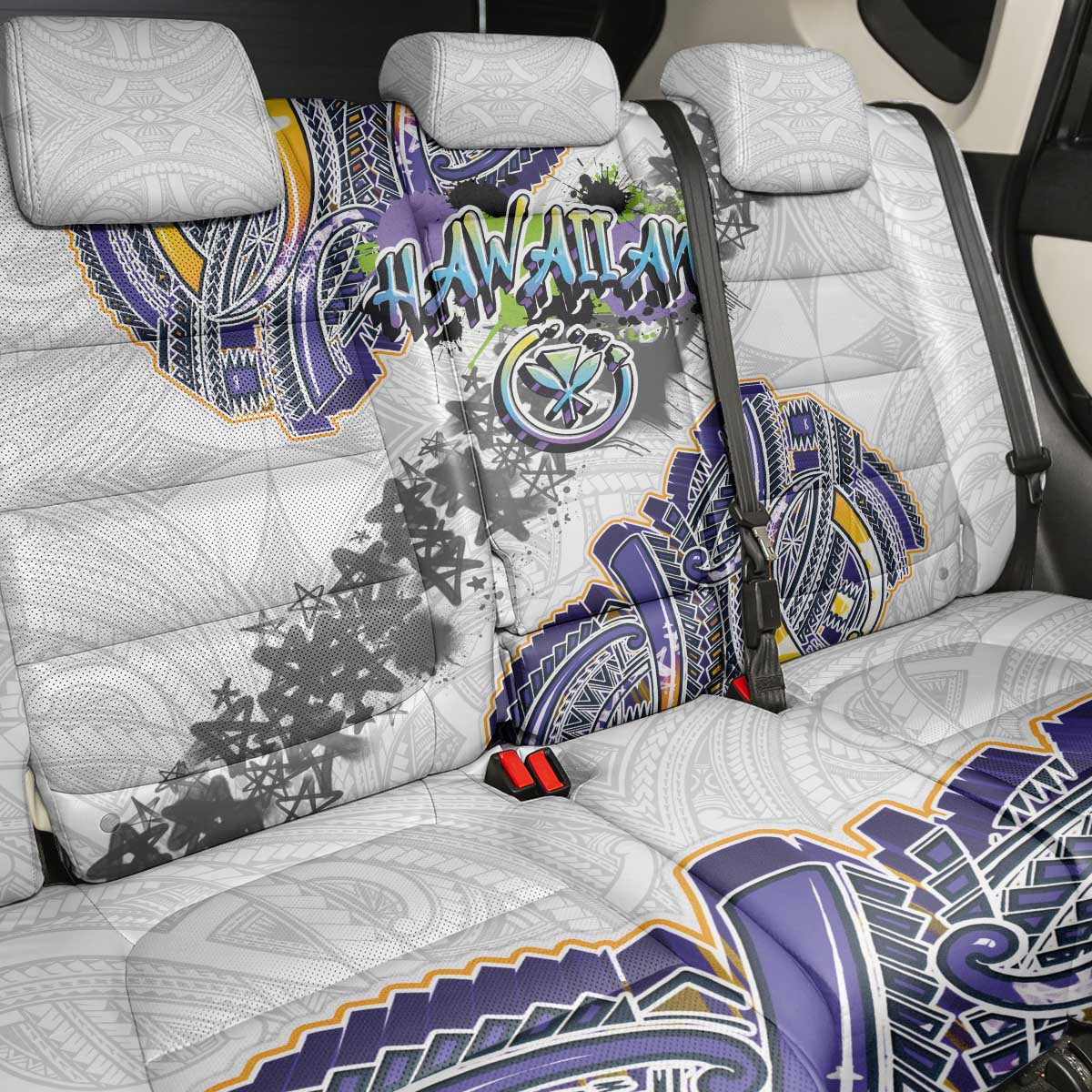 Traditional Art Hawaiian Kakau Tattoos Back Car Seat Cover Graffiti Style LT03 - Polynesian Pride