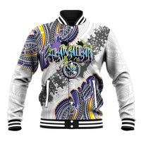 Traditional Art Hawaiian Kakau Tattoos Baseball Jacket Graffiti Style LT03 Unisex White - Polynesian Pride