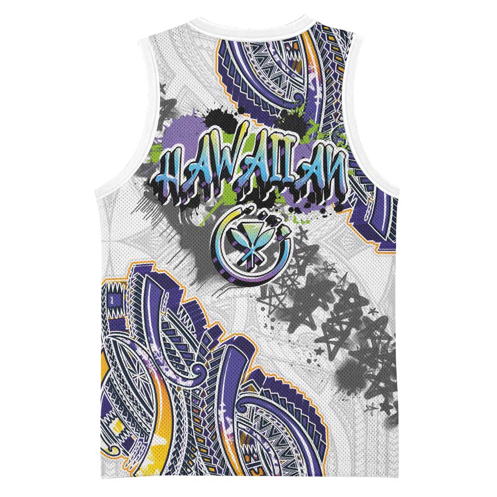 Traditional Art Hawaiian Kakau Tattoos Basketball Jersey Graffiti Style LT03 - Polynesian Pride